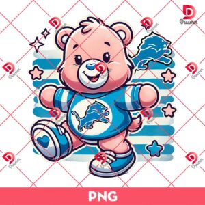 Care Bear Football Detroit Lions PNG, Cartoon Detroit Lions NFL PNG