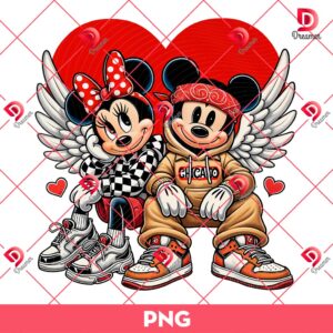 Chicano Mickey Minnie Mouse Valentines Day PNG, Vintage Disney Valentine PNG