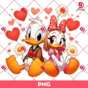 Cute Disney Valentines Day 2025 PNG, Donald Daisy Duck Valentines 2025 PNG