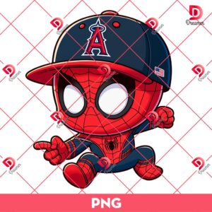 Cute Spiderman Los Angeles Angels PNG, Baby Superhero MLB Angels Baseball PNG