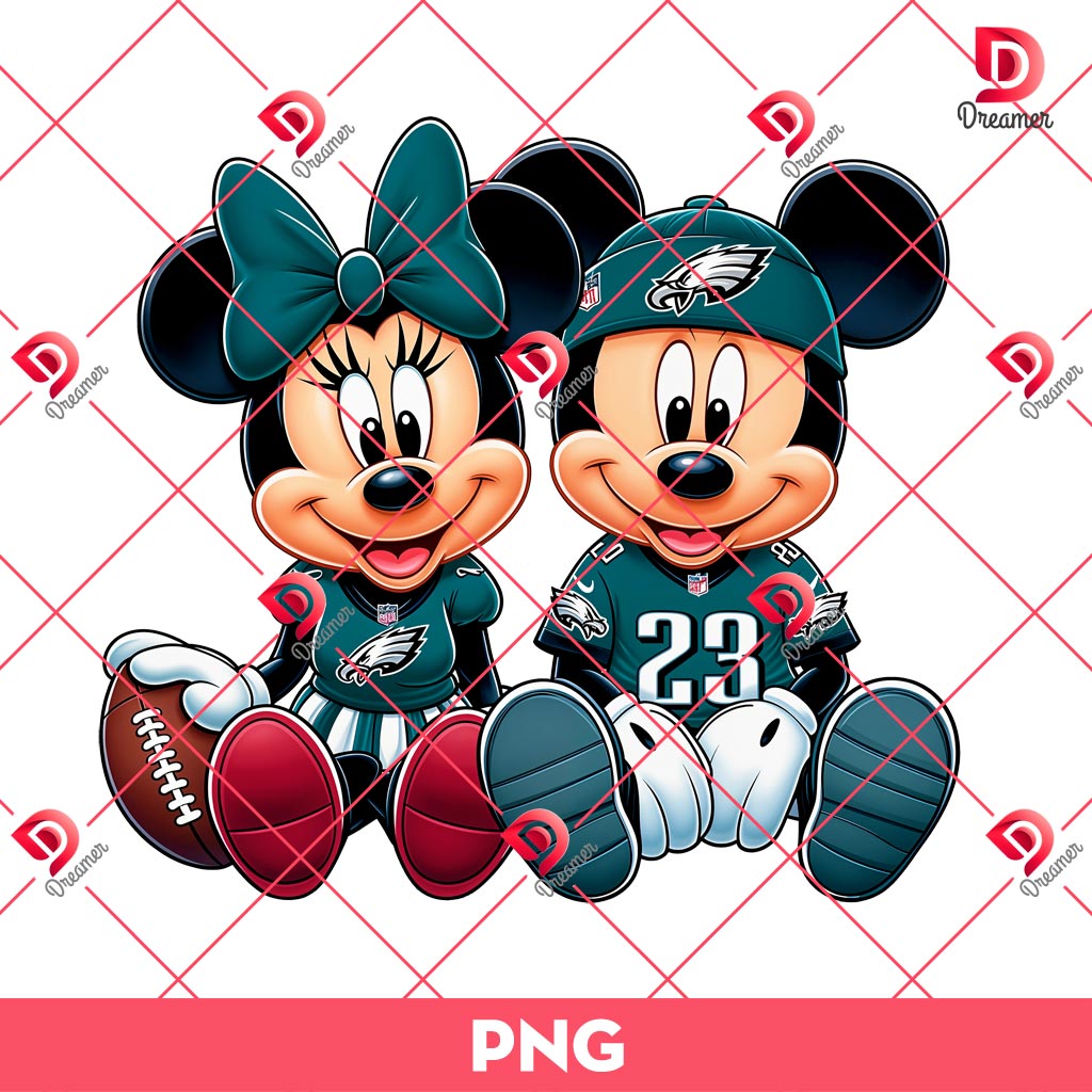 Bundle Philadelphia Eagles PNG Design, NFL Eagles Football Characters PNG Bundle 67 Disney Couple Football Philadelphia Eagles PNG, Mickey Minnie Eagles NFL PNG