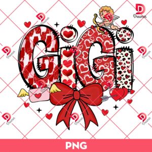 Gigi Valentine Coquette Bow PNG, Happy Valentines Day Gigi PNG
