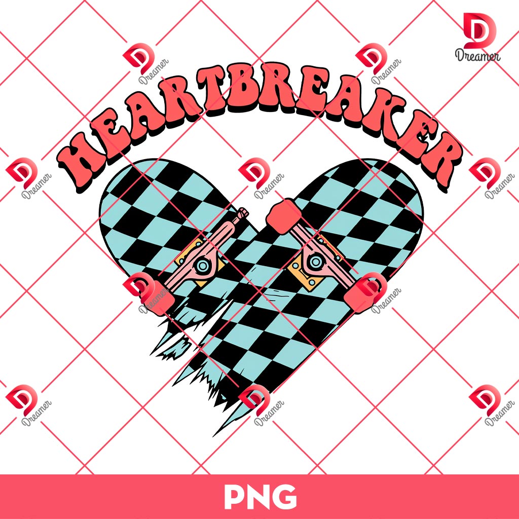 Heartbreaker Skateboard Checkered PNG, Skateboard Valentines Day PNG 1 Heartbreaker Skateboard Checkered PNG, Skateboard Valentines Day PNG