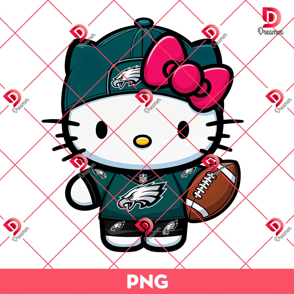 Bundle Philadelphia Eagles PNG Design, NFL Eagles Football Characters PNG Bundle 93 Hello Kitty Philadelphia Eagles Player PNG Bundle 1