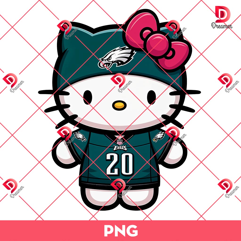 Bundle Philadelphia Eagles PNG Design, NFL Eagles Football Characters PNG Bundle 85 Hello Kitty Philadelphia Eagles Player PNG Bundle, Bundle Kitty NFL Football PNG