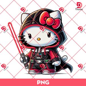 Hello Kitty Wearing Darth Vader Costume PNG, Hello Kitty Dressed Star Wars Darth Vader Outfits PNG