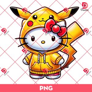 Hello Kitty Wearing Pikachu Costume PNG, Kitty Pokemon PNG, Pikachu x Hello Kitty PNG