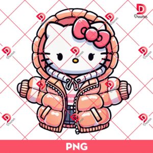 Hello Kitty Wearing Puffer Jacket PNG, Winter Hello Kittty PNG