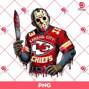 Horror Killer Jason KC Chiefs Football PNG, Horror Character NFL Football PNG, Kansas City Chiefs Jason Voorhees PNG