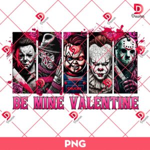 Horror Killers Be Mine Valentine PNG, Scary Movie Characters Valentines Day PNG