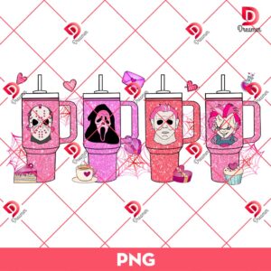 Horror Killers Valentine Cups PNG, Scary Movie Valentines Day PNG