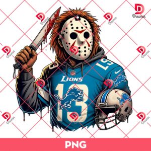 Jason Voorhees Detroit Lions Player PNG, Horror Killer NFL Football Lions Team PNG