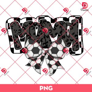 Mama Soccer Coquette Bow PNG, Mama Checkered Soccer Coquette PNG