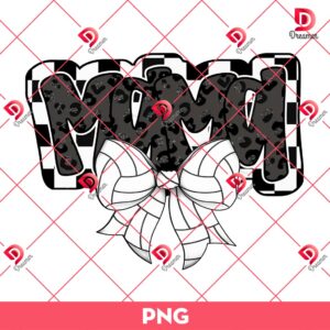 Mama Volleyball Coquette Bow PNG, Mama Checkered Volleyball Sport Coquette PNG