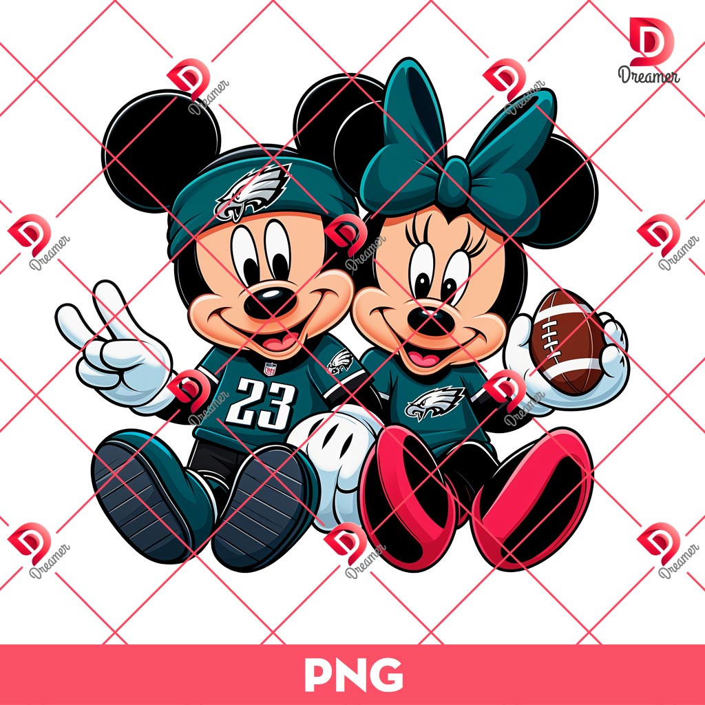 Bundle Philadelphia Eagles PNG Design, NFL Eagles Football Characters PNG Bundle 73 Mickey And Minnie Philadelphia Eagles Football PNG, Disney NFL Football Eagles Team PNG