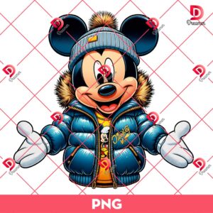 Mickey Mouse Wearing Puffer Jacket PNG, Winter Disney Mickey Mouse PNG