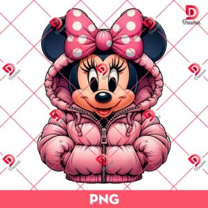 Minnie Mouse Wearing Puffer Jacket PNG, Winter Disney Minnie PNG