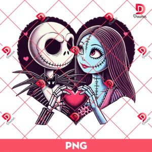 Nightmare Before Valentine PNG, Nightmare Couple Love PNG, Jack Sally Valentine PNG