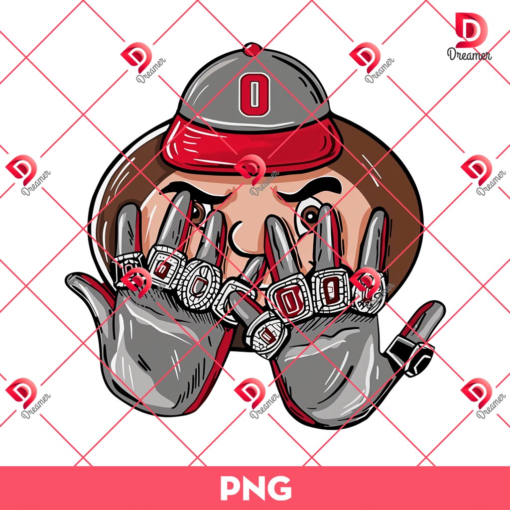 Ohio State Buckeyes Mascot 9 Rings Glory In PNG Design 1 Ohio State Buckeyes Mascot 9 Rings Glory In PNG Design