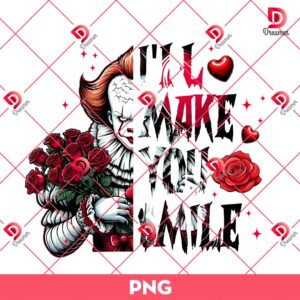 Pennywise I Will Make You Smile PNG, Horror Pennywise Valentine PNG