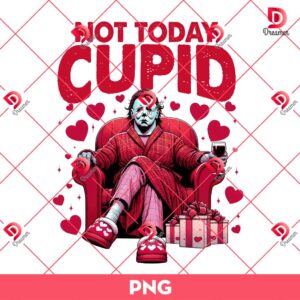 Retro Not Today Cupid Michael Myers PNG, Horror Friends Valentine PNG, Horror Killers Valentines Day PNG