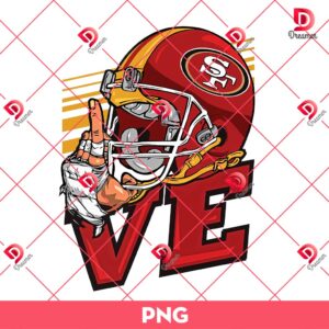 San Francisco 49ers Football Helmet Love PNG, NFL Football 49ers Valentines Day PNG