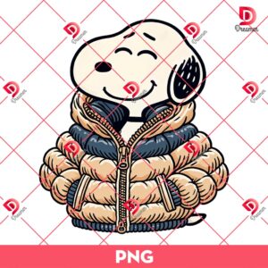 Snoopy Puffer Jacket PNG, Winter Cartoon Snoopy PNG, Winter Peanuts PNG
