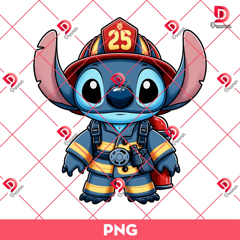 Stitch As A Firefighter PNG, Stitch's Professions PNG 1 Stitch As A Firefighter PNG, Stitch's Professions PNG
