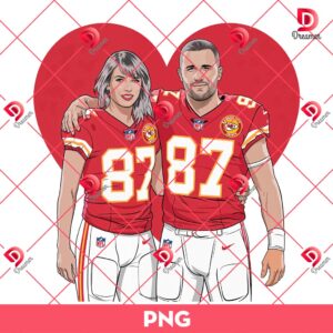 Taylor Swift And Travis Kelce Kansas City Chiefs PNG, Taylor Boyfriend Chiefs Valentine PNG