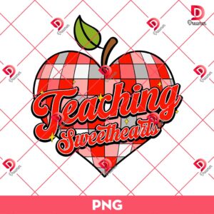 Teacher Valentine's Day PNG, Teaching Sweetheart Valentine Heart Apple Checkered PNG