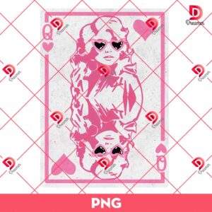 Valentine's Day Queen of Hearts Comfort Colors PNG, Cute Pink Dolly Valentine PNG