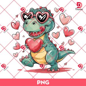 Valentine's Day T-Rex Png, Dino Love Png