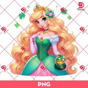 Aurora Princess St Patricks Day PNG, Disney Princess Shamrock PNG, Disney Aurora Princess St Patrick PNG