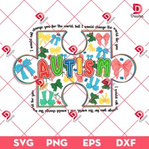Autism Coquette Bow Puzzle SVG PNG, Colorful Coquette Bow Puzzle Autism Quote PNG SVG