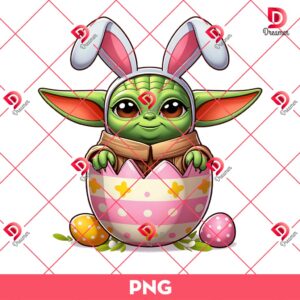 Baby Yoda Bunny Easter PNG, Star Wars Character Easter Eggs PNG