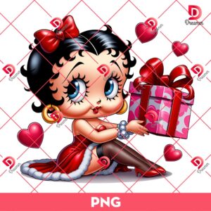 Betty Boop And Valentine Gift Box PNG, Happy Valentines Day Betty Boop PNG