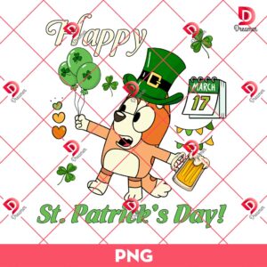 Bingo Happy St Patricks Day PNG, Lucky Shamrock Bingo PNG, Bluey Patricks Day PNG