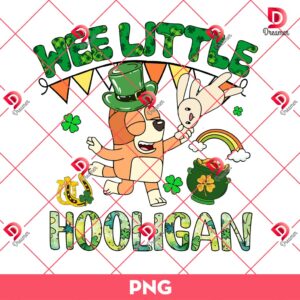 Bingo Wee Little Hooligan PNG, Bingo Bluey St Patricks PNG, St Patricks Day Bluey Cartoon Character PNG