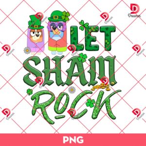 Bluey Bingo Let Shamrock PNG, St Patrick Bluey Bingo PNG, Bluey Cartoon St Patricks Day PNG