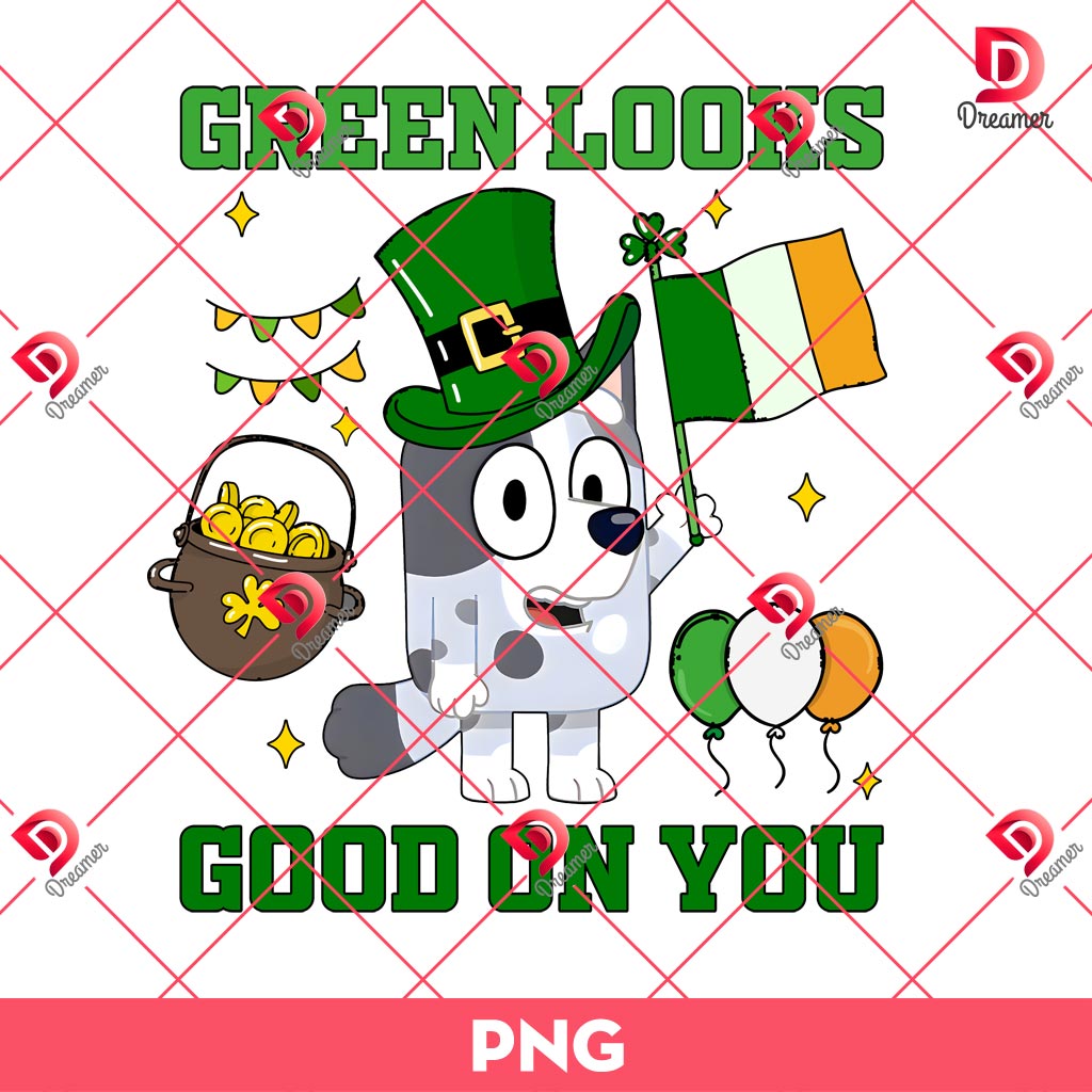 Bluey Cartoon St Patrick PNG, Green Looks Good On You Muffin PNG, Muffin Bluey Friends St Patricks Day PNG 1 Bluey Cartoon St Patrick PNG, Green Looks Good On You Muffin PNG, Muffin Bluey Friends St Patricks Day PNG