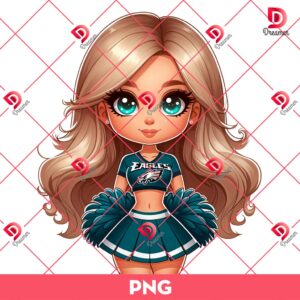 Bundle Philadelphia Eagles PNG Design, NFL Eagles Football Characters PNG Bundle 135 Cartoon Girl Cheering For The Philadelphia Eagles PNG, Eagles NFL Football Cute Girl PNG