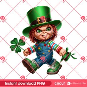 Chucky St Patricks Day PNG, Chucky Lucky Shamrock PNG