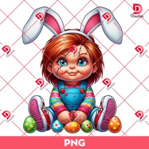 Cute Chucky Easter Bunny PNG, Horror Character Easter Day PNG, Chucky Bunny Holiday PNG