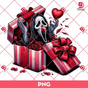 Ghostface In A Valentines Gift Box PNG, Horror Killers Valentine PNG, Ghostface Gift Box PNG