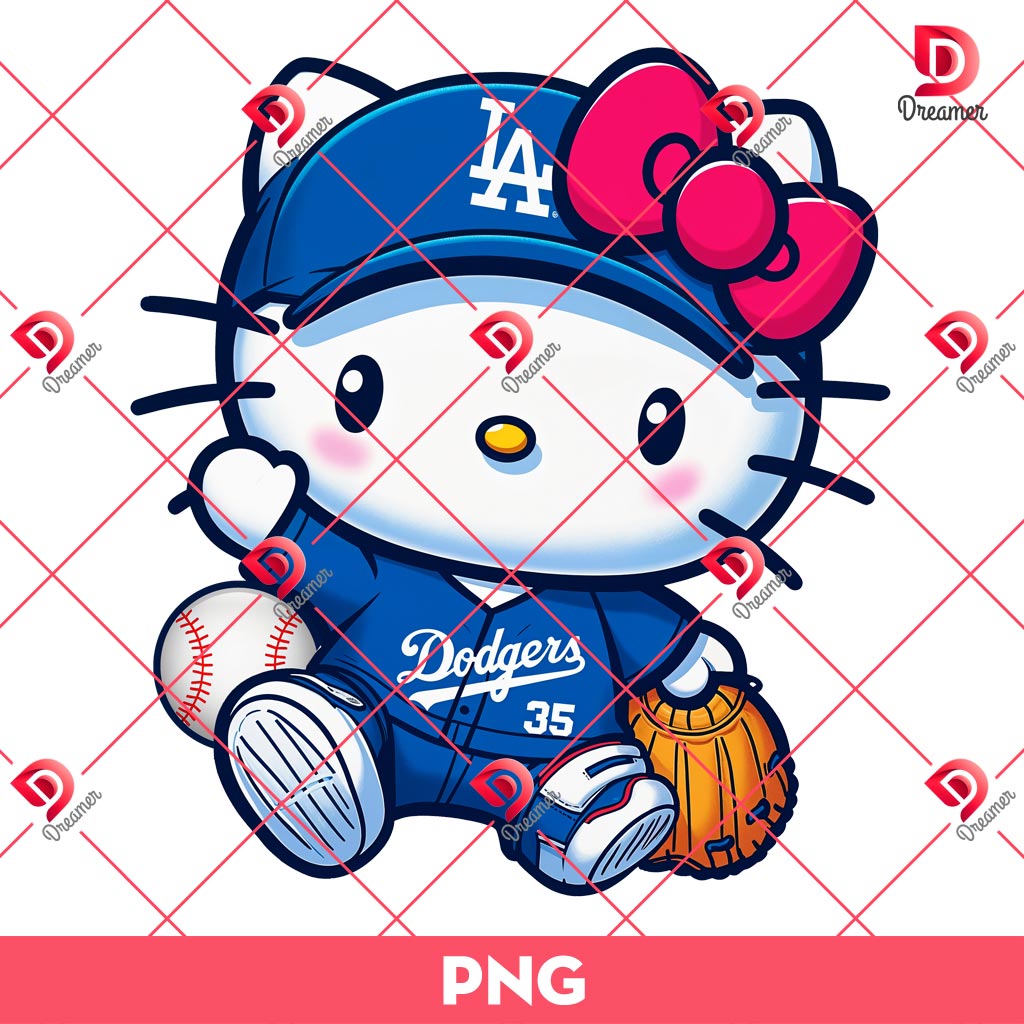 Hello Kitty Dodgers PNG, Hello Kitty MLB Baseball Player LA Dodgers PNG 2 Hello Kitty Dodgers PNG