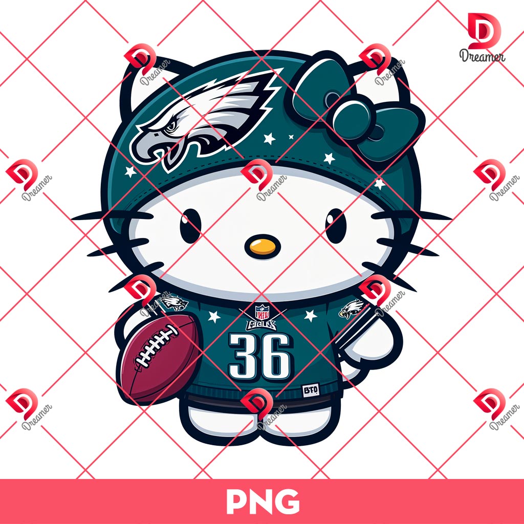 Bundle Philadelphia Eagles PNG Design, NFL Eagles Football Characters PNG Bundle 72 Hello Kitty Eagles Football PNG, Philadelphia Eagles NFL Hello Kitty PNG