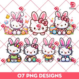 Bundle Hello Kitty Easter PNG, Bunny Easter Hello Kitty PNG Bundle