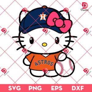Hello Kitty Houston Astros Baseball SVG PNG, MLB Sport Hello Kitty Astros Player PNG SVG