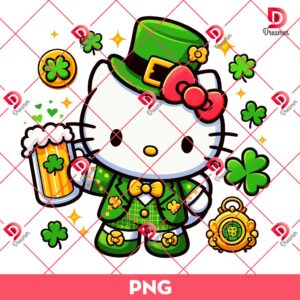 Hello Kitty St Patricks Day PNG, St Patricks Hello Kitty With Beer PNG