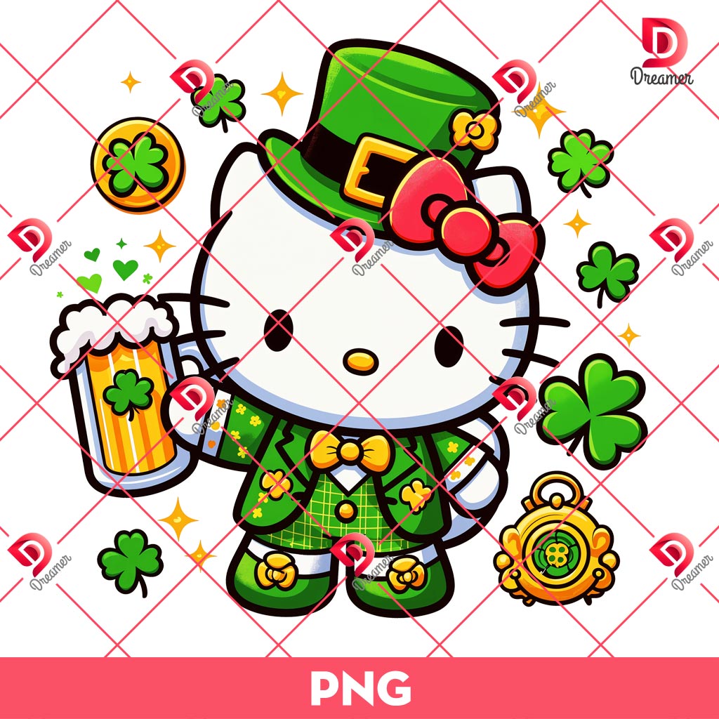 Hello Kitty St Patricks Day PNG, St Patricks Hello Kitty With Beer PNG 1 Hello Kitty St Patricks Day PNG, St Patricks Hello Kitty With Beer PNG